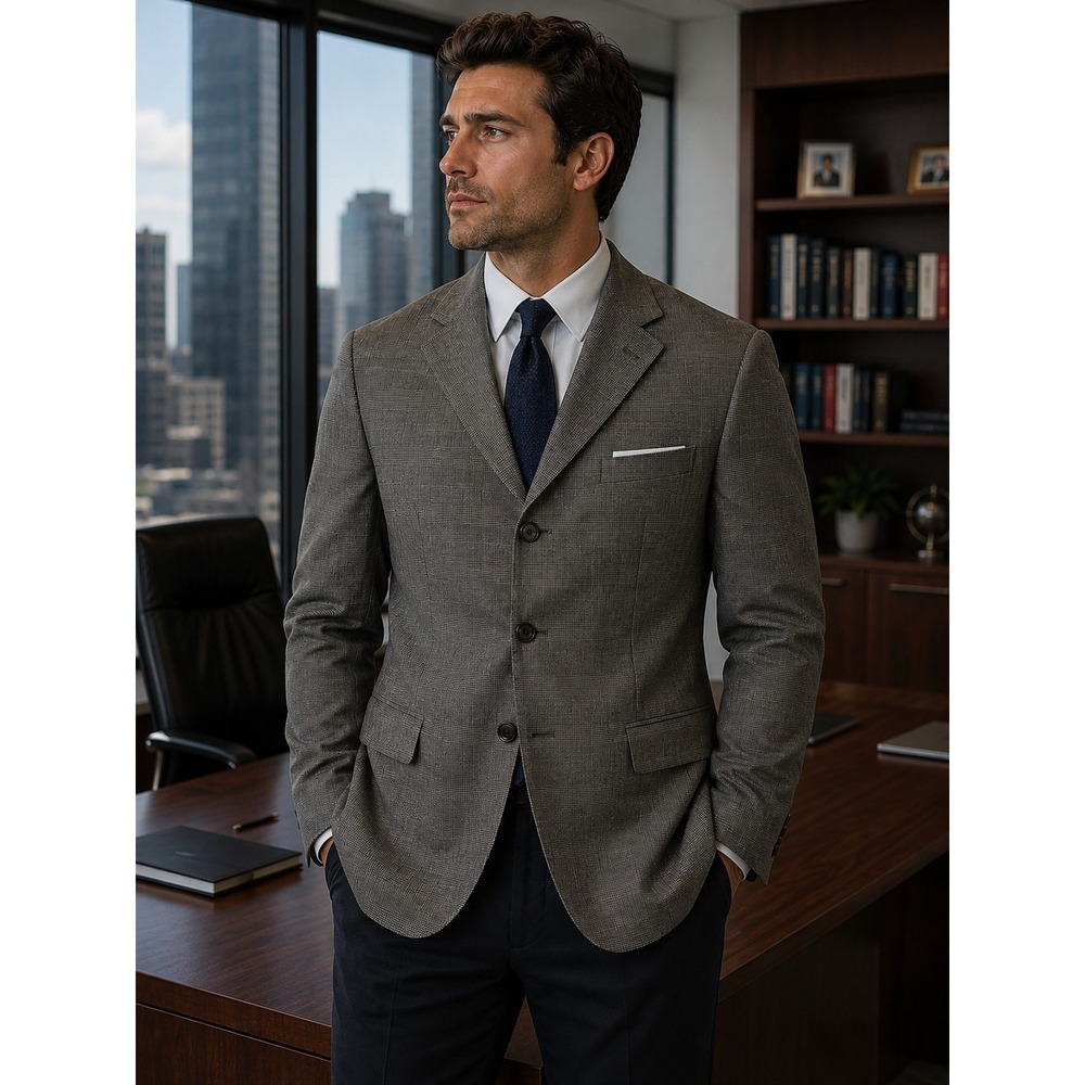 BROOKS BROTHERS Men's 42L Gray With Brown And Blue Blazer Sports Jacket -1250